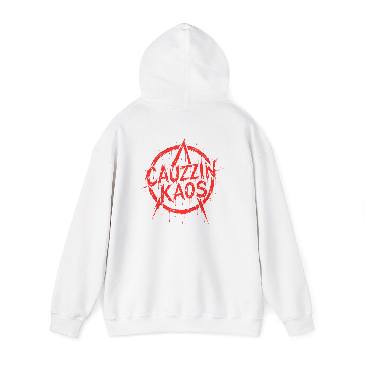 Hoodie 'Cauzzin Kaos' Distressed Red Logo Pullover