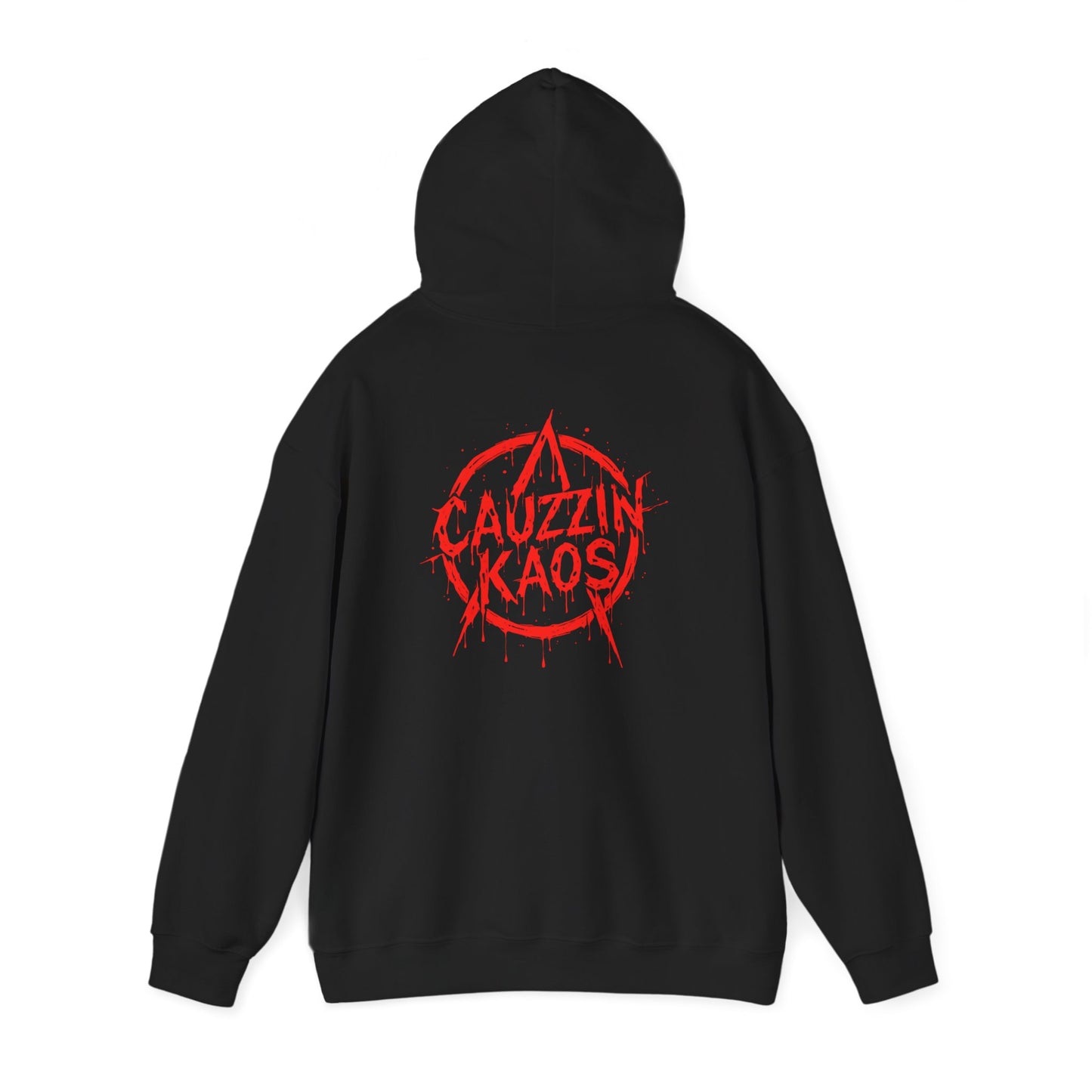 Hoodie 'Cauzzin Kaos' Distressed Red Logo Pullover