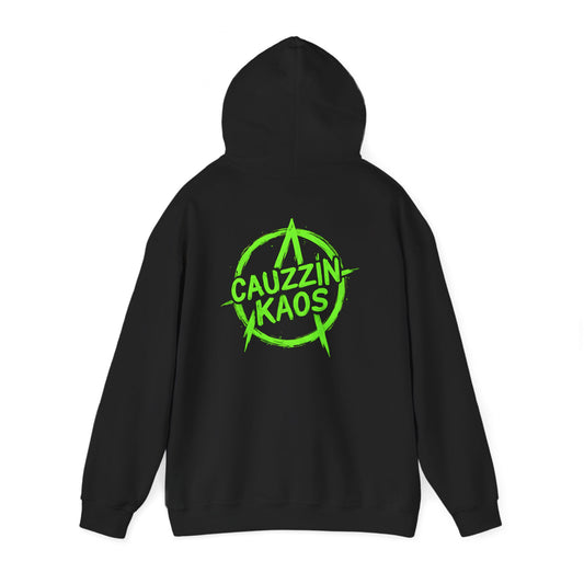 Cauzzin Kaos Logo Hoodie – Neon Green Graphic Pullover