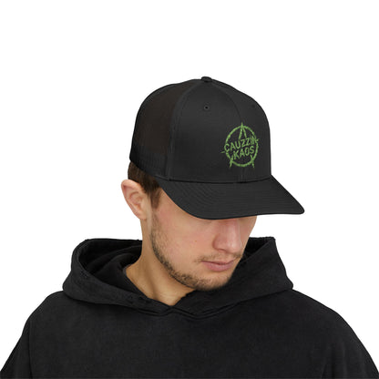 FUCKIN SEND IT. - CAUZZIN KAOS Green Logo Snapback Cap