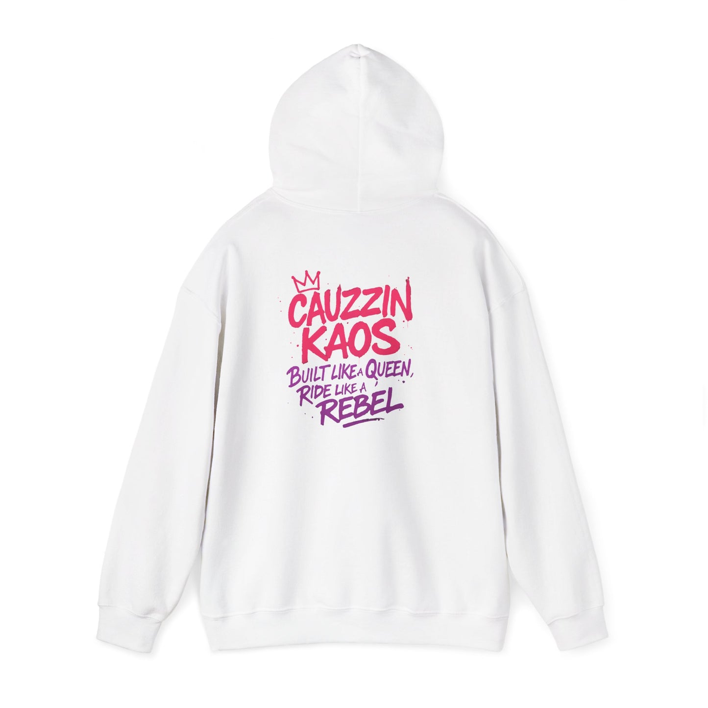 Hoodie — "Cauzzin Kaos: Built Like a Queen, Ride Like a Rebel" Graphic Pullover